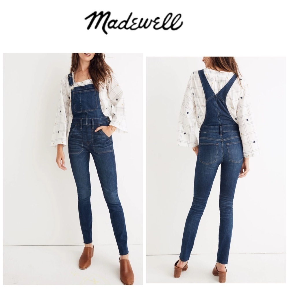 Madewell Women Skinny Eco Edition Raw Hem Denim Overalls S